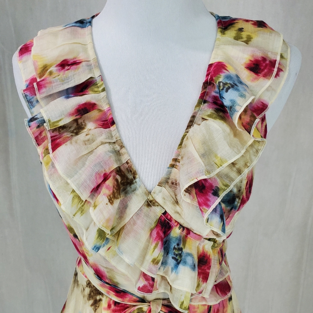 ARK & Co. 60% Silk Floral Feminine Real Wrap Dress in Small - Picture 7 of 15